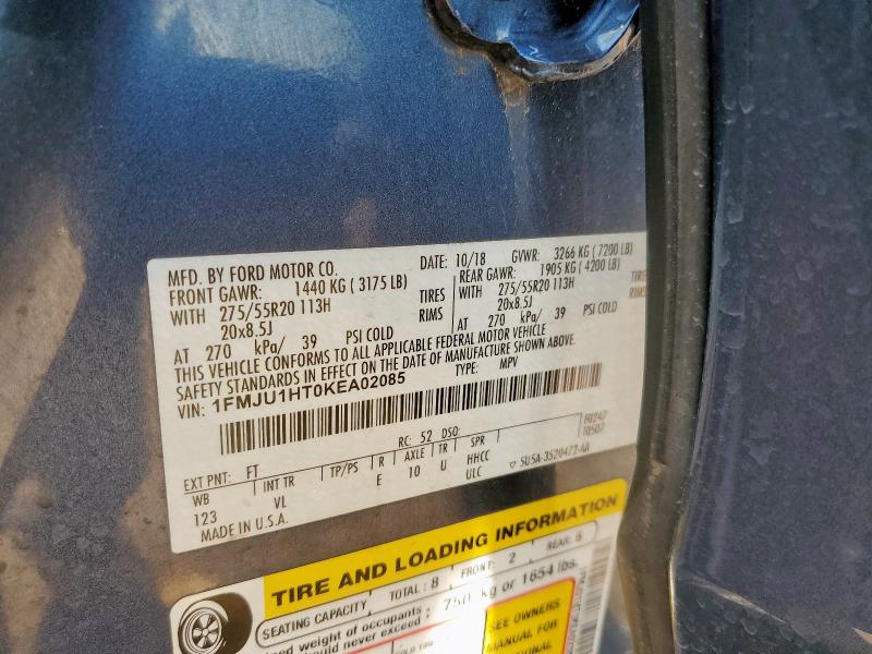 1FMJU1HT0KEA02085 - 2019 FORD EXPEDITION XLT BLUE photo 13