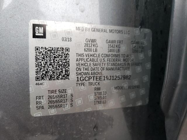 1GCPTEE19J1257982 - 2018 CHEVROLET COLORADO ZR2 GRAY photo 12