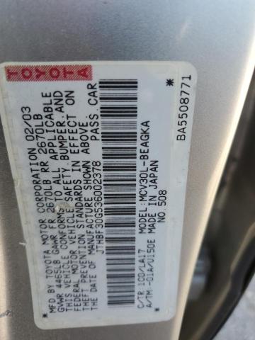 JTHBF30G536002378 - 2003 LEXUS ES 300 SILVER photo 12