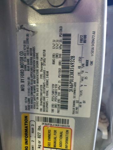 3FA6P0LU3KR169328 - 2019 FORD FUSION SE Күміс фото 13