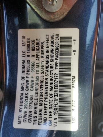 19XFC1F32HE007172 - 2017 HONDA CIVIC EX GRAY photo 12