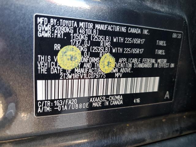 2T3W1RFV1LC079775 - 2020 TOYOTA RAV4 XLE GRAY photo 13