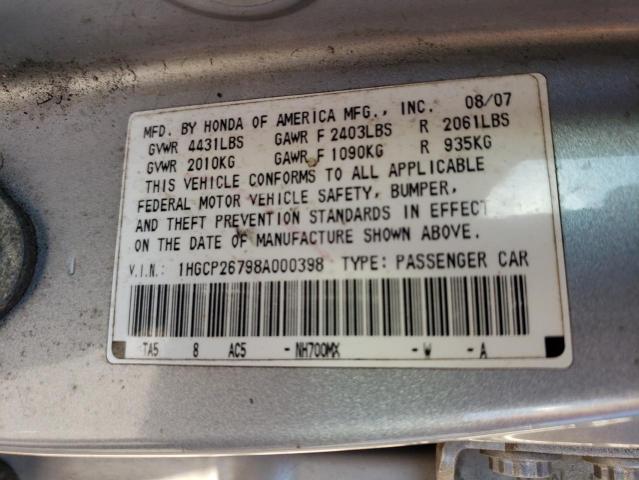 1HGCP26798A000398 - 2008 HONDA ACCORD EX SILVER photo 12