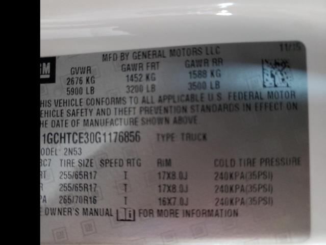 1GCHTCE30G1176856 - 2016 CHEVROLET COLORADO LT WHITE photo 13