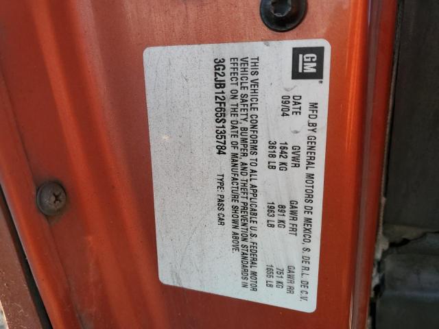 3G2JB12F65S135784 - 2005 PONTIAC SUNFIRE ORANGE photo 12