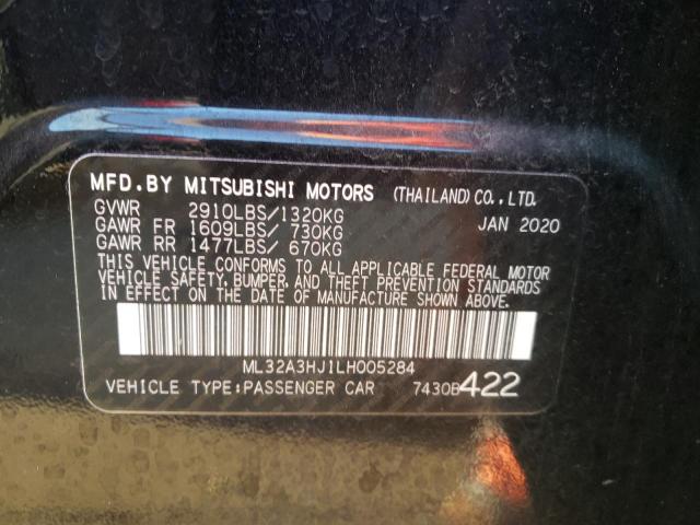 ML32A3HJ1LH005284 - 2020 MITSUBISHI MIRAGE ES BLACK photo 12