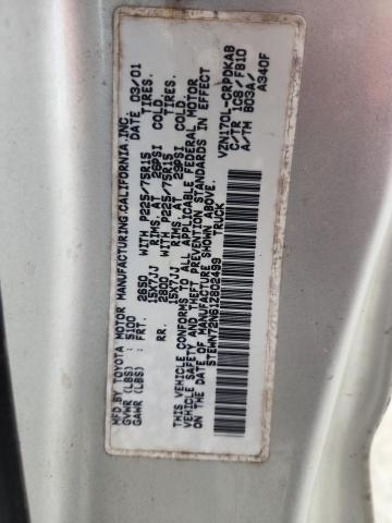 5TEWN72N61Z802499 - 2001 TOYOTA TACOMA XTRACAB SILVER photo 12