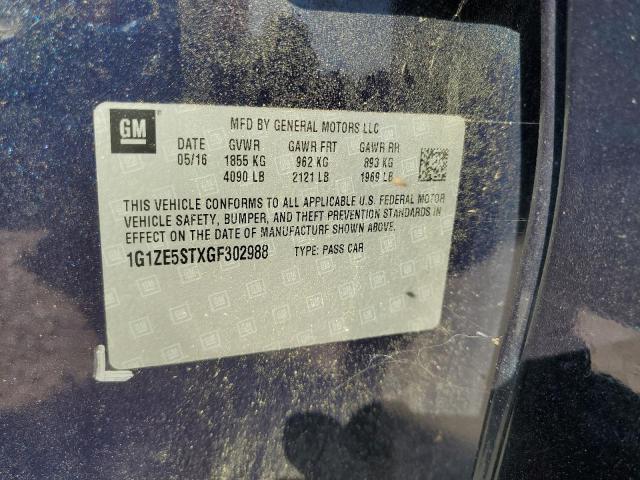 1G1ZE5STXGF302988 - 2016 CHEVROLET MALIBU LT ლურჯი ფოტო 12