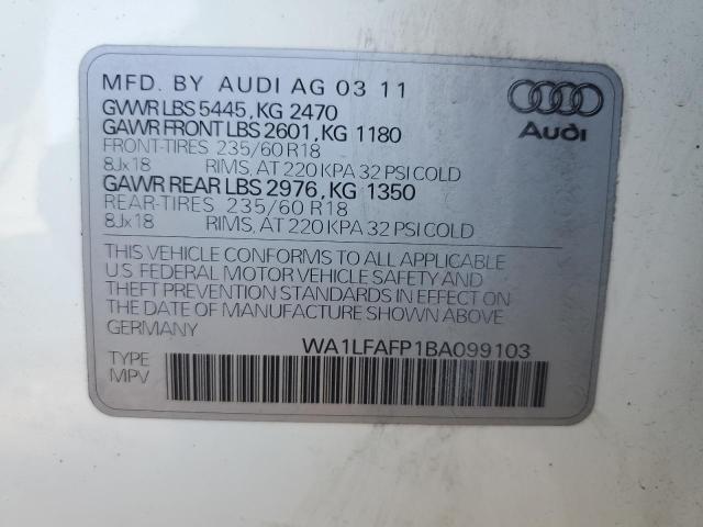 WA1LFAFP1BA099103 - 2011 AUDI Q5 PREMIUM PLUS WHITE photo 13
