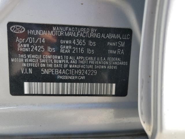 5NPEB4AC1EH924229 - 2014 HYUNDAI SONATA GLS SILVER photo 12