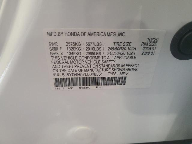 5J8YD4H57LL048551 - 2020 ACURA MDX TECHNOLOGY Blanc photo 13