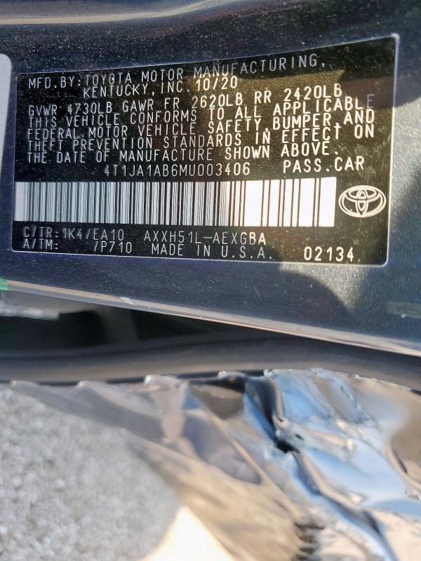 4T1JA1AB6MU003406 - 2021 TOYOTA AVALON XLE GRAY photo 13