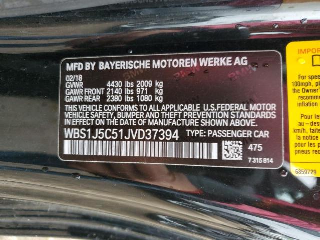 WBS1J5C51JVD37394 - 2018 BMW M2 BLACK photo 13