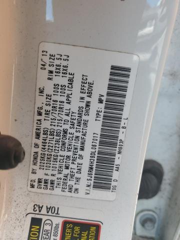 5J6RM4H39DL067017 - 2013 HONDA CR-V LX WHITE photo 13