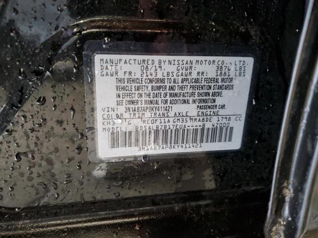 3N1AB7AP8KY411421 - 2019 NISSAN SENTRA S Schwarz Foto 13