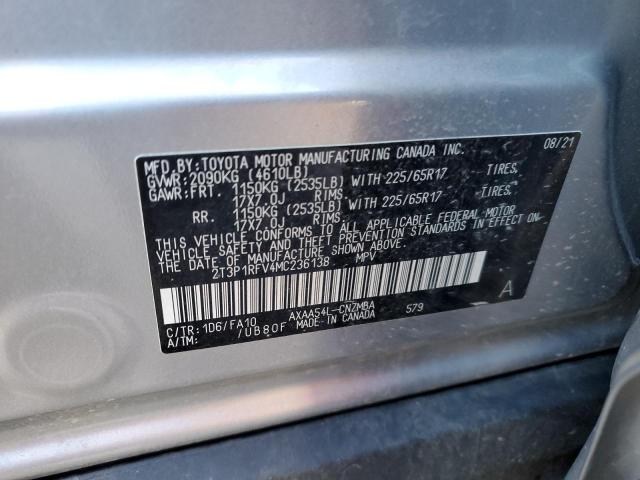 2T3P1RFV4MC236138 - 2021 TOYOTA RAV4 XLE SILVER photo 13