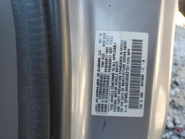 5FNRL5H48DB082151 - 2013 HONDA ODYSSEY EX SILVER photo 13