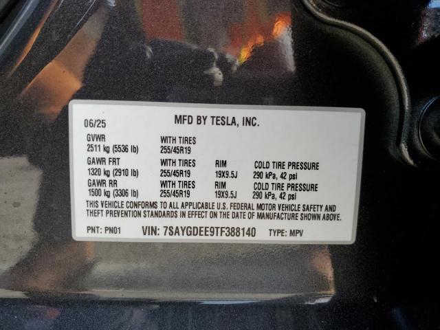 7SAYGDEE9TF388140 - 2026 TESLA MODEL Y GRAY photo 12