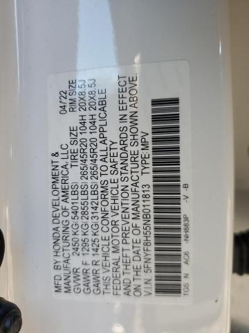 5FNYF8H55NB011813 - 2022 HONDA PASSPORT EXL თეთრი ფოტო 13
