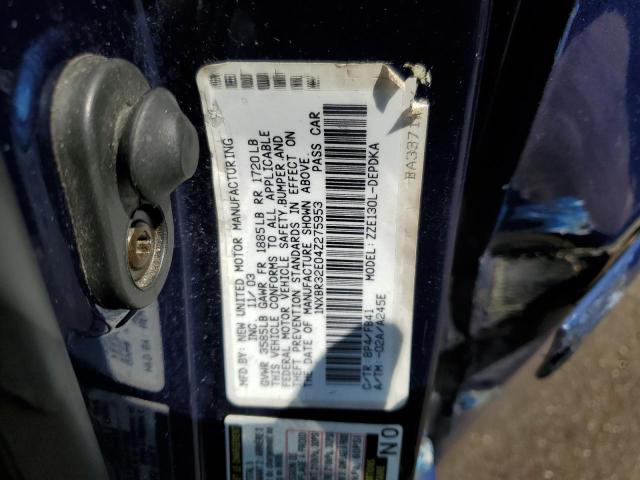 1NXBR32E04Z275953 - 2004 TOYOTA COROLLA CE 蓝色 照片 12