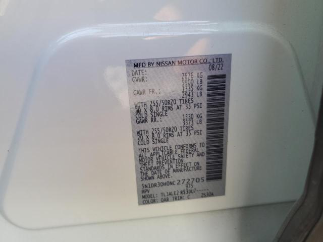 5N1DR3DH0NC272705 - 2022 NISSAN PATHFINDER PLATINUM თეთრი ფოტო 14