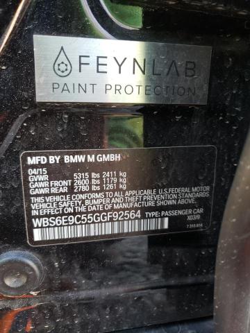 WBS6E9C55GGF92564 - 2016 BMW M6 GRAN COUPE BLACK photo 12