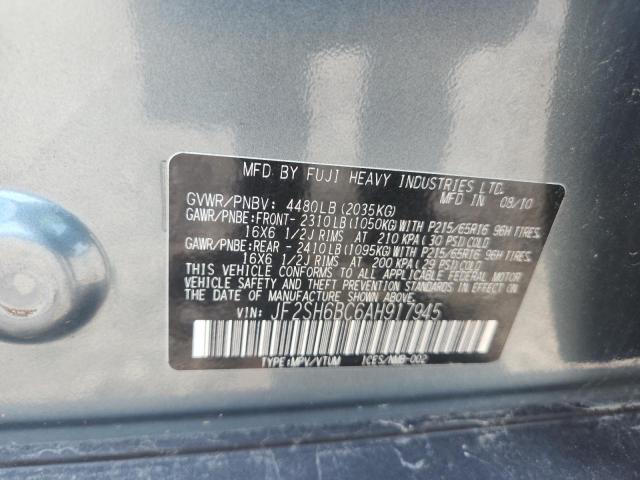 JF2SH6BC6AH917945 - 2010 SUBARU FORESTER XS Boz foto 12