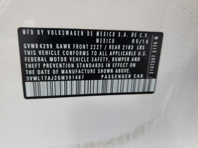 3VWL17AJ2GM391487 - 2016 VOLKSWAGEN JETTA SEL WHITE photo 12