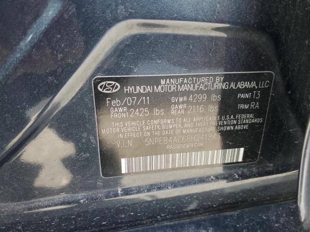 5NPEB4AC6BH241843 - 2011 HYUNDAI SONATA GLS BLUE photo 12