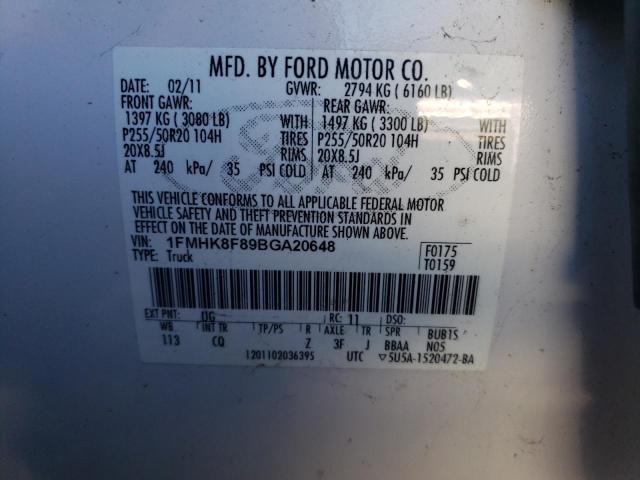 1FMHK8F89BGA20648 - 2011 FORD EXPLORER LIMITED Ağ foto 13