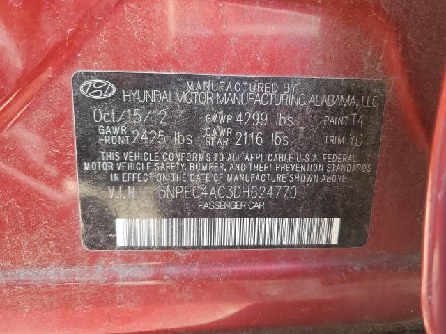 5NPEC4AC3DH624770 - 2013 HYUNDAI SONATA SE წითელი ფოტო 13