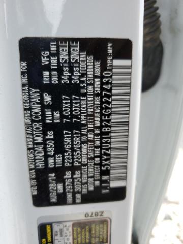 5XYZU3LB2EG227430 - 2014 HYUNDAI SANTA FE S WHITE photo 13