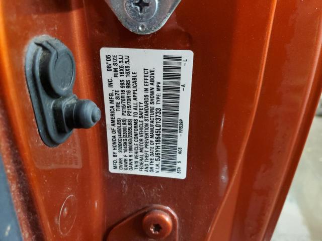 5J6YH18645L013733 - 2005 HONDA ELEMENT EX ORANGE photo 13