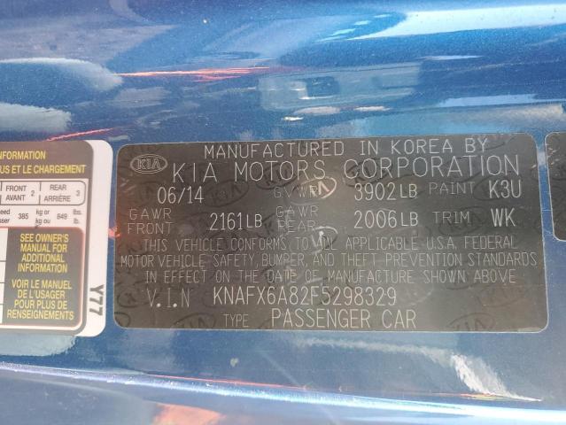 KNAFX6A82F5298329 - 2015 KIA FORTE EX BLUE photo 13