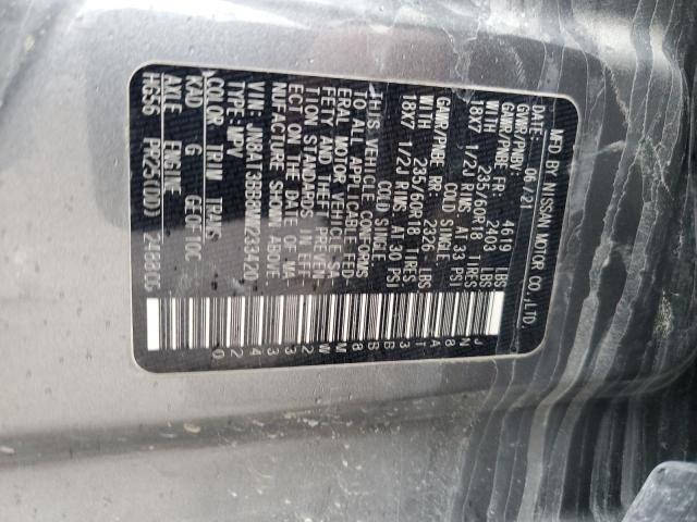 JN8AT3BB8MW233420 - 2021 NISSAN ROGUE SV CHARCOAL photo 12