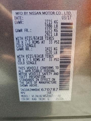 5N1DR2MM8HC670787 - 2017 NISSAN PATHFINDER S GRAY photo 13