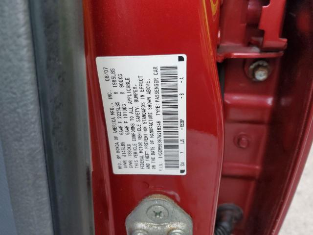 1HGCM56397A218346 - 2007 HONDA ACCORD SE RED photo 12