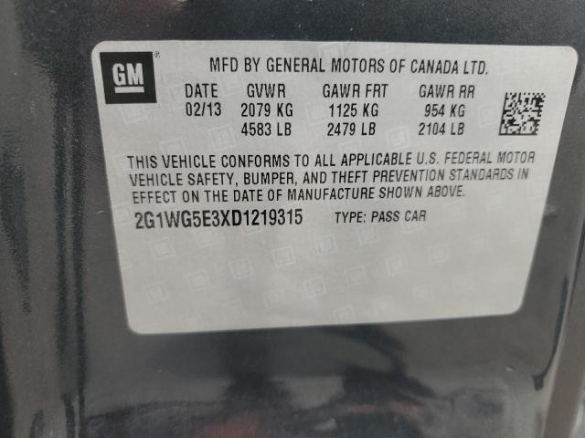 2G1WG5E3XD1219315 - 2013 CHEVROLET IMPALA LT BLACK photo 13