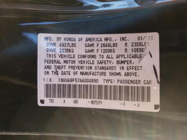 19UUA9F57AA004890 - 2010 ACURA TL BLACK photo 12