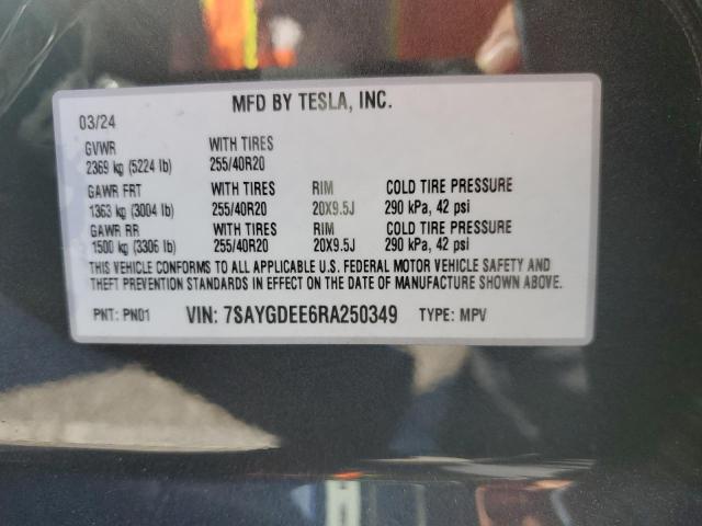 7SAYGDEE6RA250349 - 2024 TESLA MODEL Y CHARCOAL photo 14