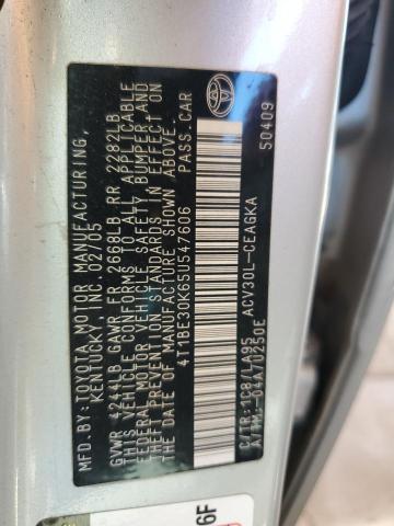 4T1BE30K65U547606 - 2005 TOYOTA CAMRY LE SILVER photo 12