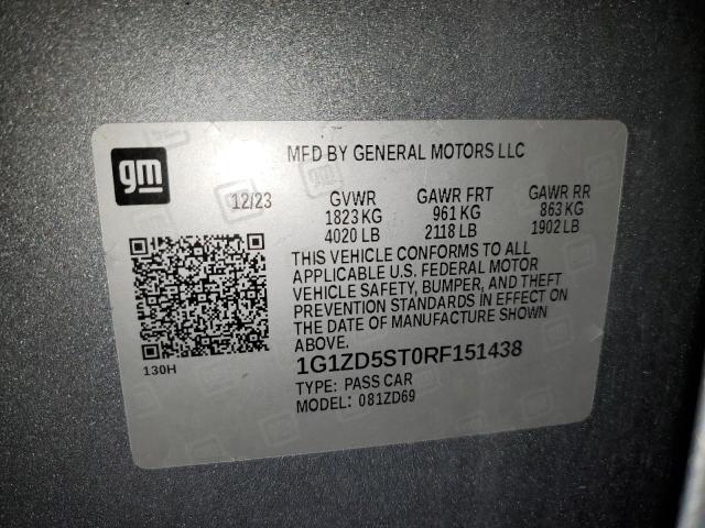 1G1ZD5ST0RF151438 - 2024 CHEVROLET MALIBU LT 灰色 照片 13