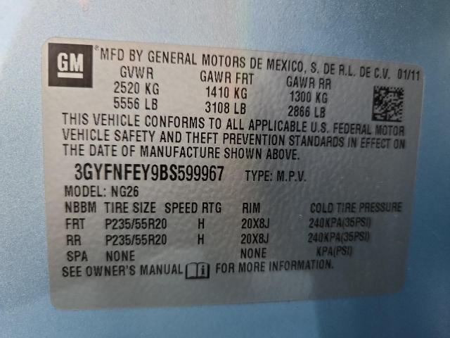 3GYFNFEY9BS599967 - 2011 CADILLAC SRX PREMIUM COLLECTION BLUE photo 13