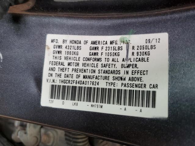 1HGCR2F84DA017624 - 2013 HONDA ACCORD EXL GRAY photo 12