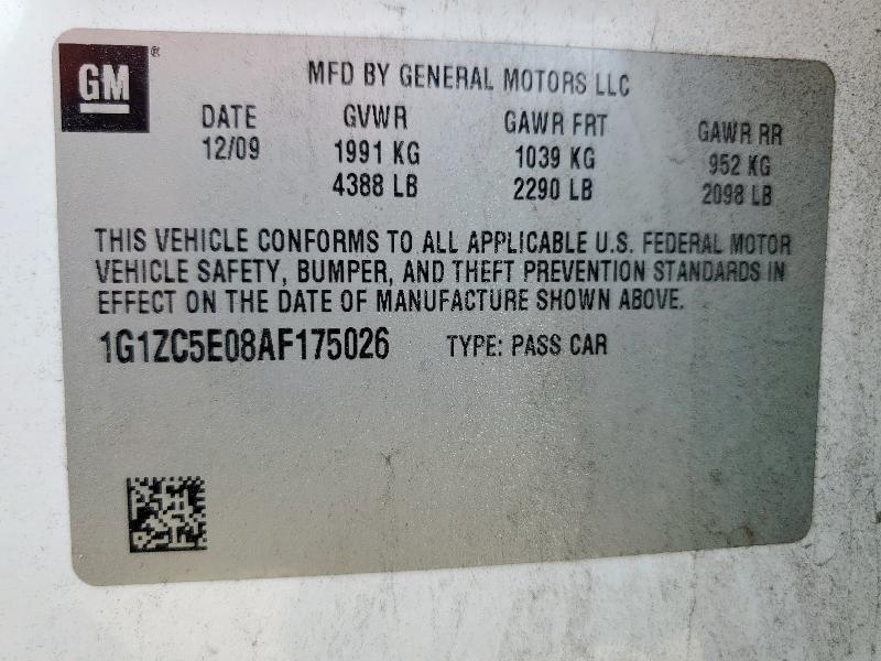 1G1ZC5E08AF175026 - 2010 CHEVROLET MALIBU 1LT WHITE photo 13