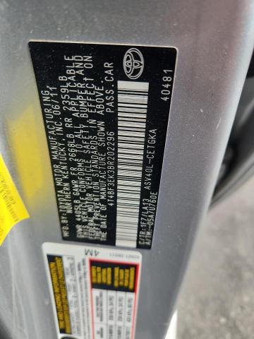 4T4BF3EK3BR202296 - 2011 TOYOTA CAMRY BASE Сріблястий фото 12