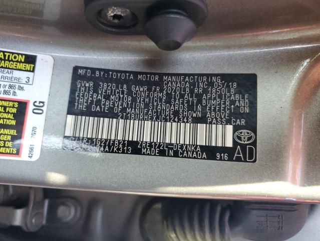 2T1BURHEXJC124348 - 2018 TOYOTA COROLLA L Сұр фото 12