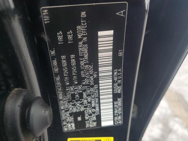 5TDKKRFH4FS056789 - 2015 TOYOTA HIGHLANDER XLE BLACK photo 13