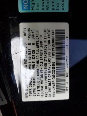 JHMZF1C69CS000808 - 2012 HONDA CR-Z EX BLACK photo 12