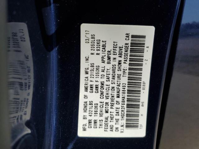 1HGCR2F68HA188493 - 2017 HONDA ACCORD SPORT BLUE photo 12